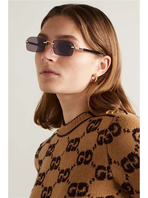 gucci rectangle sunglasses metal frame|gucci round tortoise sunglasses.